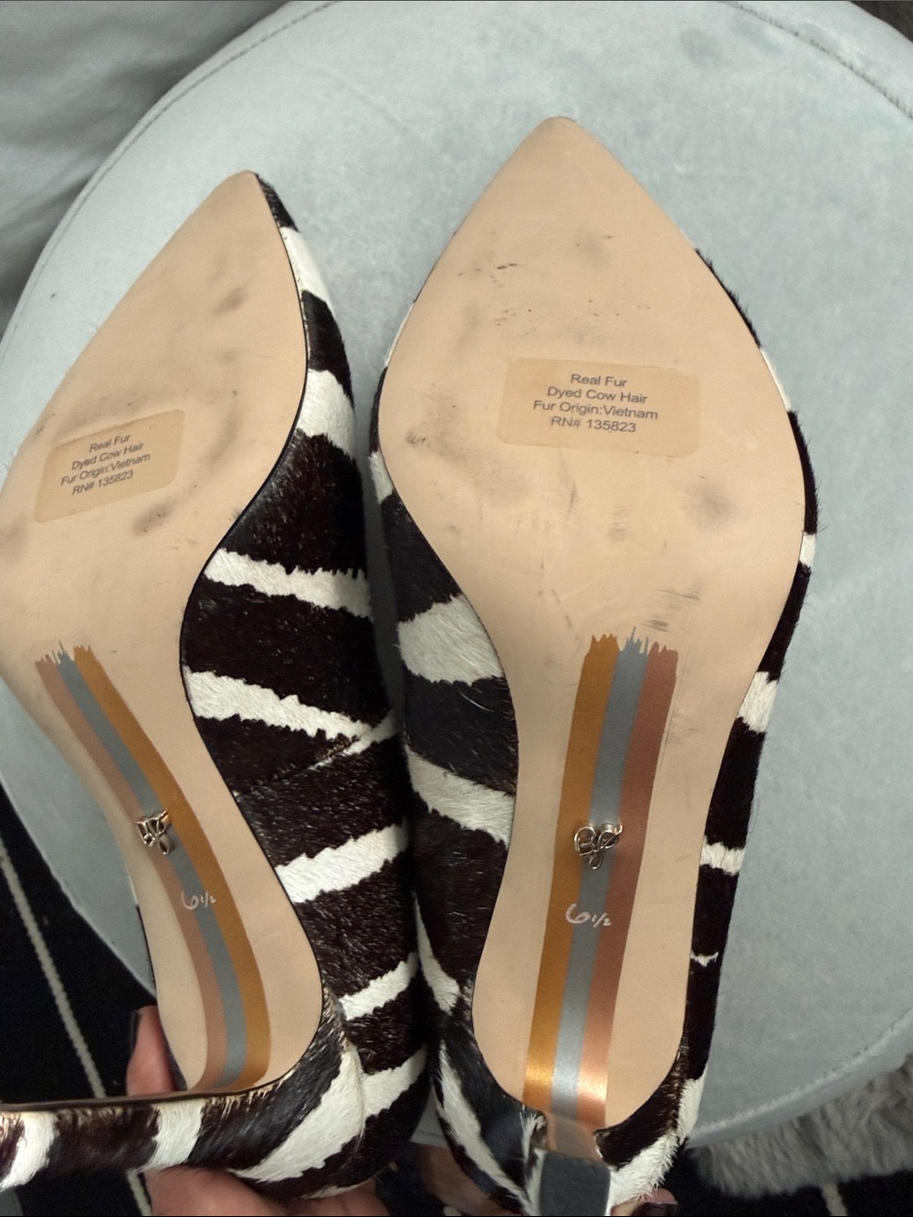 Sam Edelman Black & White Zebra Print Pointed Toe Heels - Picture 9 of 11
